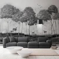 custom photo wallpaper modern 3d hand painted elk forest black and white background wall paper mural living room papel de parede