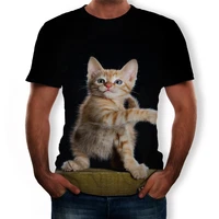 2021 summer fashion new animal world small cat 3d printing pattern mens t shirt casual short sleeved top