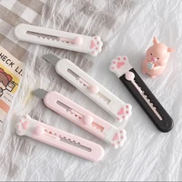kawaii mini pocket cat paw art cute utility knife express box knife paper cutter craft wrapping refillable blade stationery