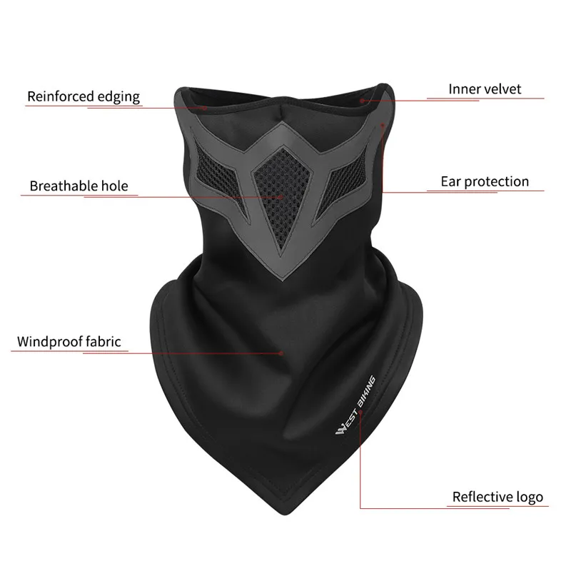 WEST BIKING теплая треугольная маска зимняя уличная спортивная Флисовая Балаклава