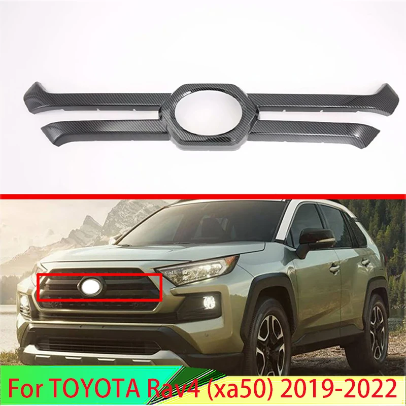 

For TOYOTA Rav4 (XA50) 2019 2020 Front Center Mesh Grille Grill Cover Radiator Strip Trim Decoration Car Styling