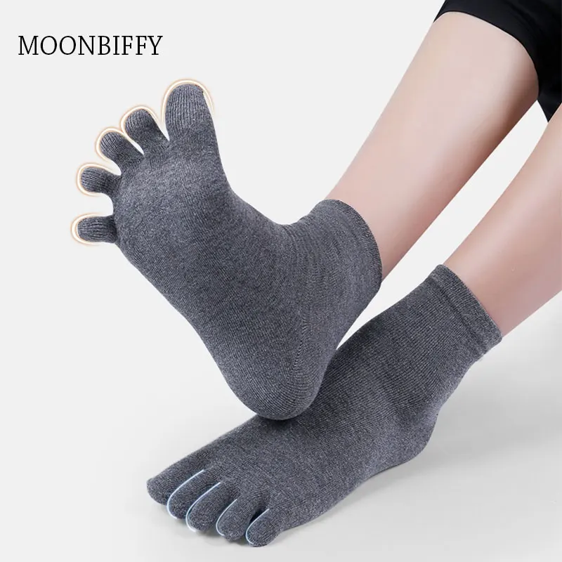 

Носки с пальцами для мужчин и женщин, дышащие хлопковые, однотонные спортивные, для бега, черные, белые, серые, синие, хаки, кофейные