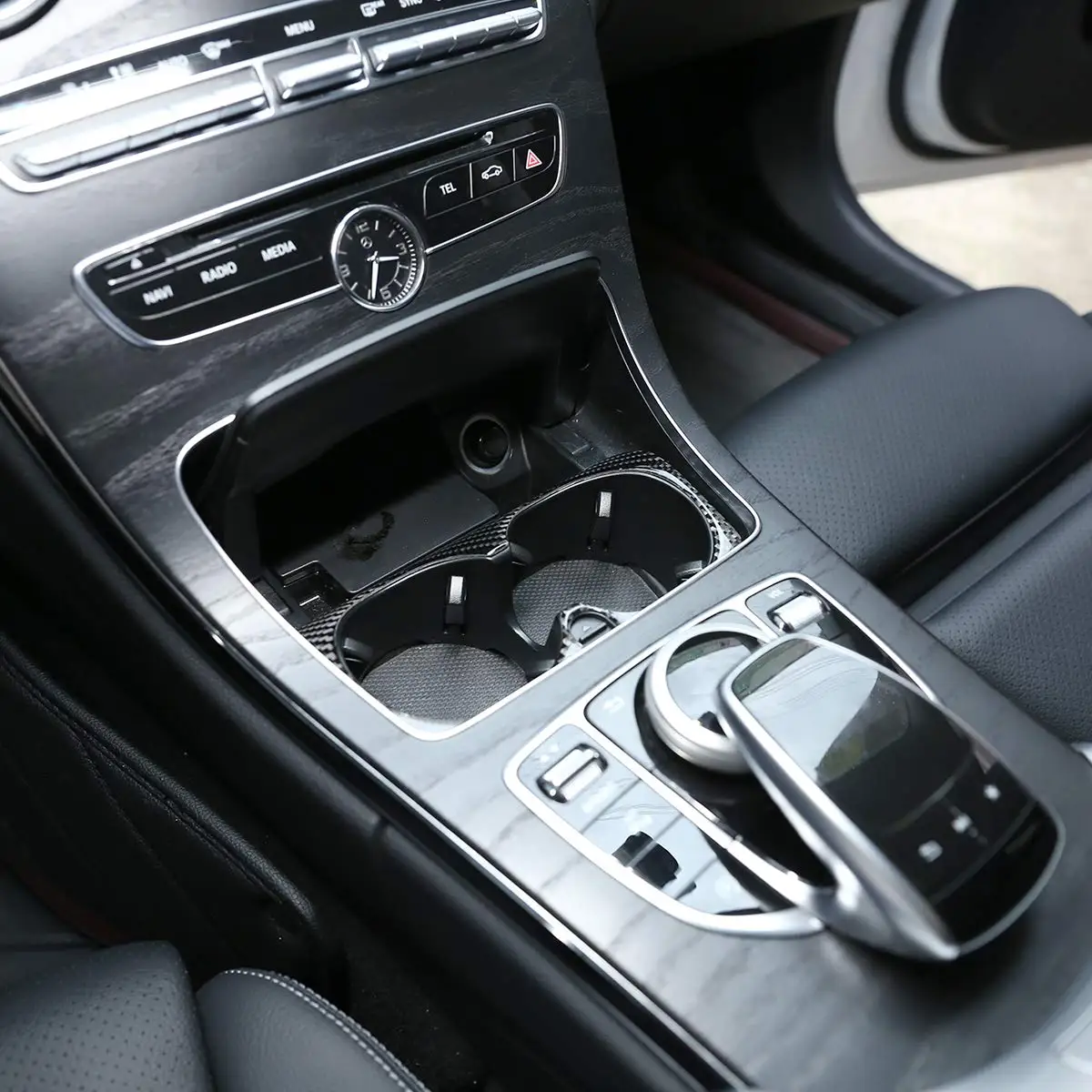 Мягкая карбоновая центральная консоль подстаканник рамка отделка для Mercedes Benz E C
