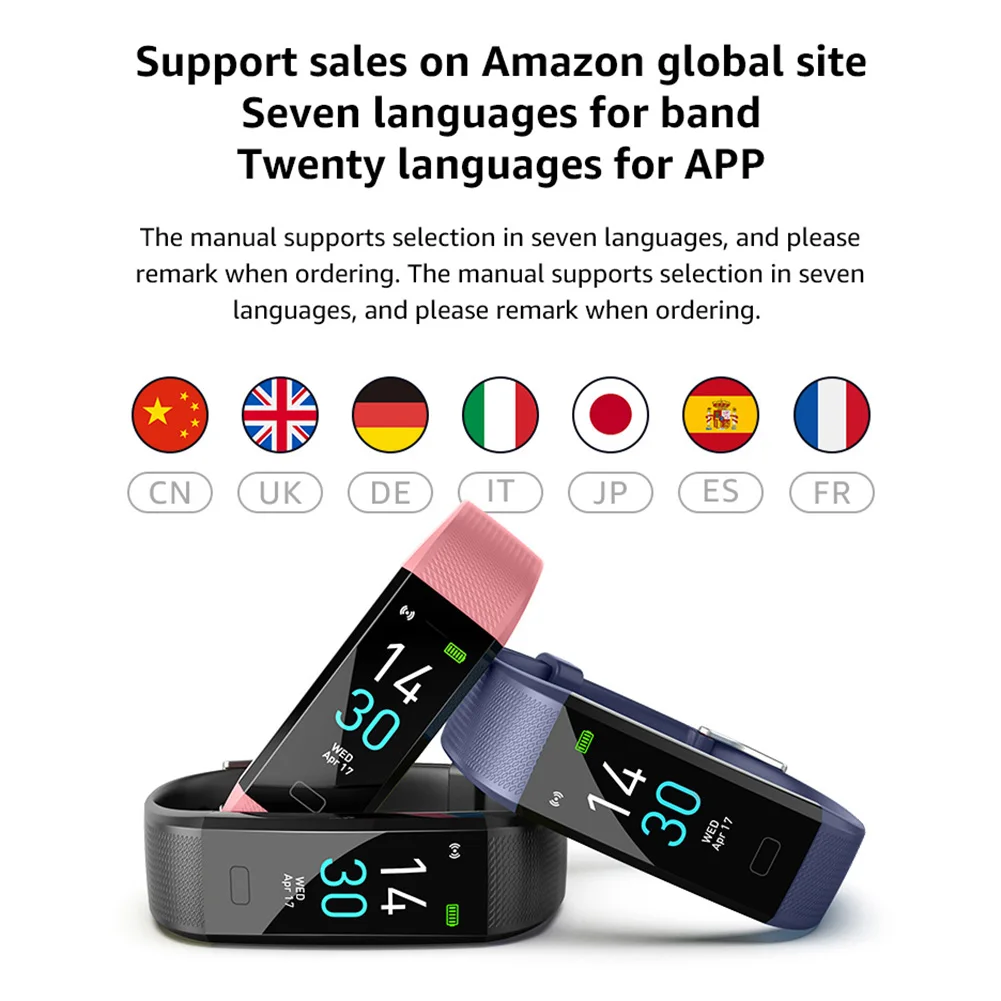 Фитнес трекер водонепроницаемый смарт браслет часы экран монитор сердечного