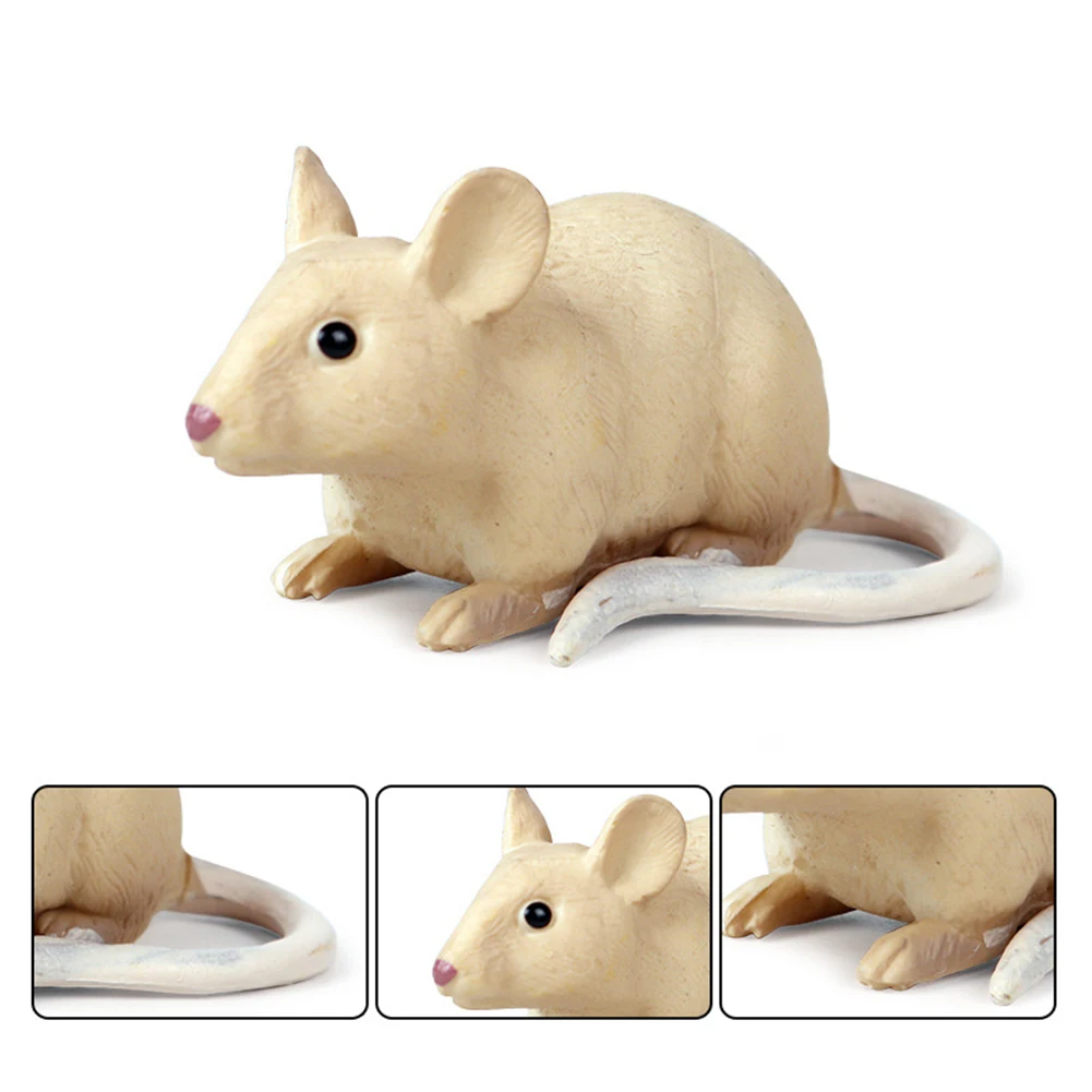 Figuritas de decoraci&oacute;n para el hogar, figuritas en miniatura de PVC, de pl&aacute;stico, de rat&oacute;n blanco y negro simulado, figuritas de juguete para Halloween-4