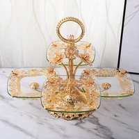 new fashion light and luxury quality multifunctional confectionery tray european glass living room hotel pastry fruit tray