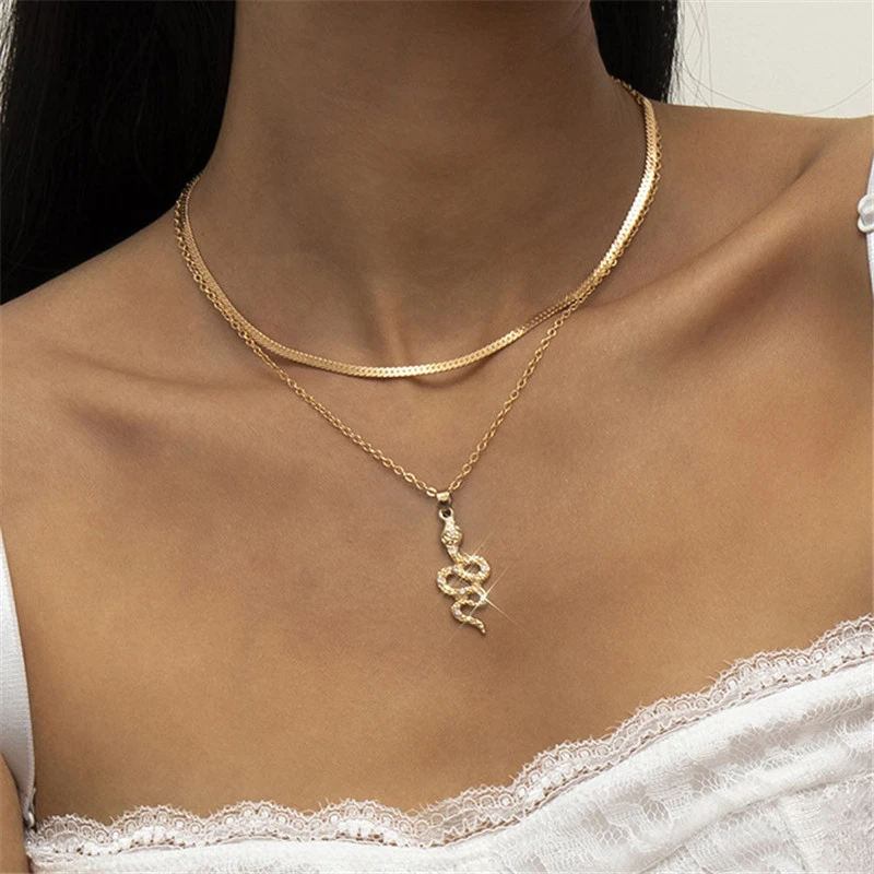 

Trendy Simplicity Retro Tassel Snake Crystal Necklace For Women Female Fashion Accessories Gift
