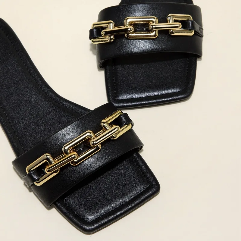 

2021 new sandals flat bottom high heel chain fashion same color sandals large size