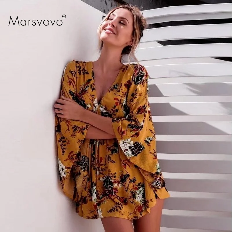 T-shirt jaune à fleurs pour femmes, col en v, imprimé Floral, Vintage, à la mode, vêtements de plage, pour les années 90, 2021