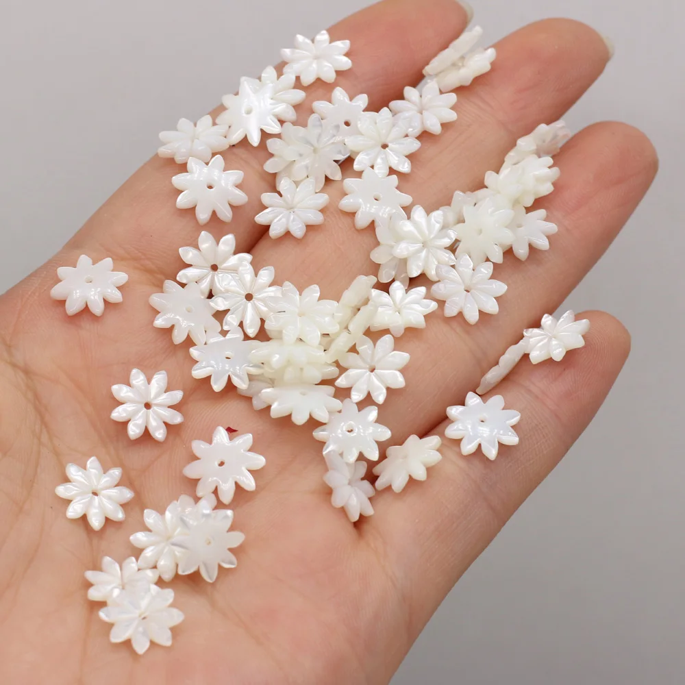 

4 Pcs Natural Freshwater White Shell Petal Shaped Loose Bead Crafts DIY Necklace Bracelet Earrings Jewelry Accessories 10x10mm