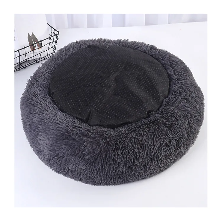 

Coral fleece Round Dog Kennel Winter Warm Ultra Soft Washable Dog And Cat Cushion Thick Bed Pet Dog Bed Comfortable Donut Cuddle