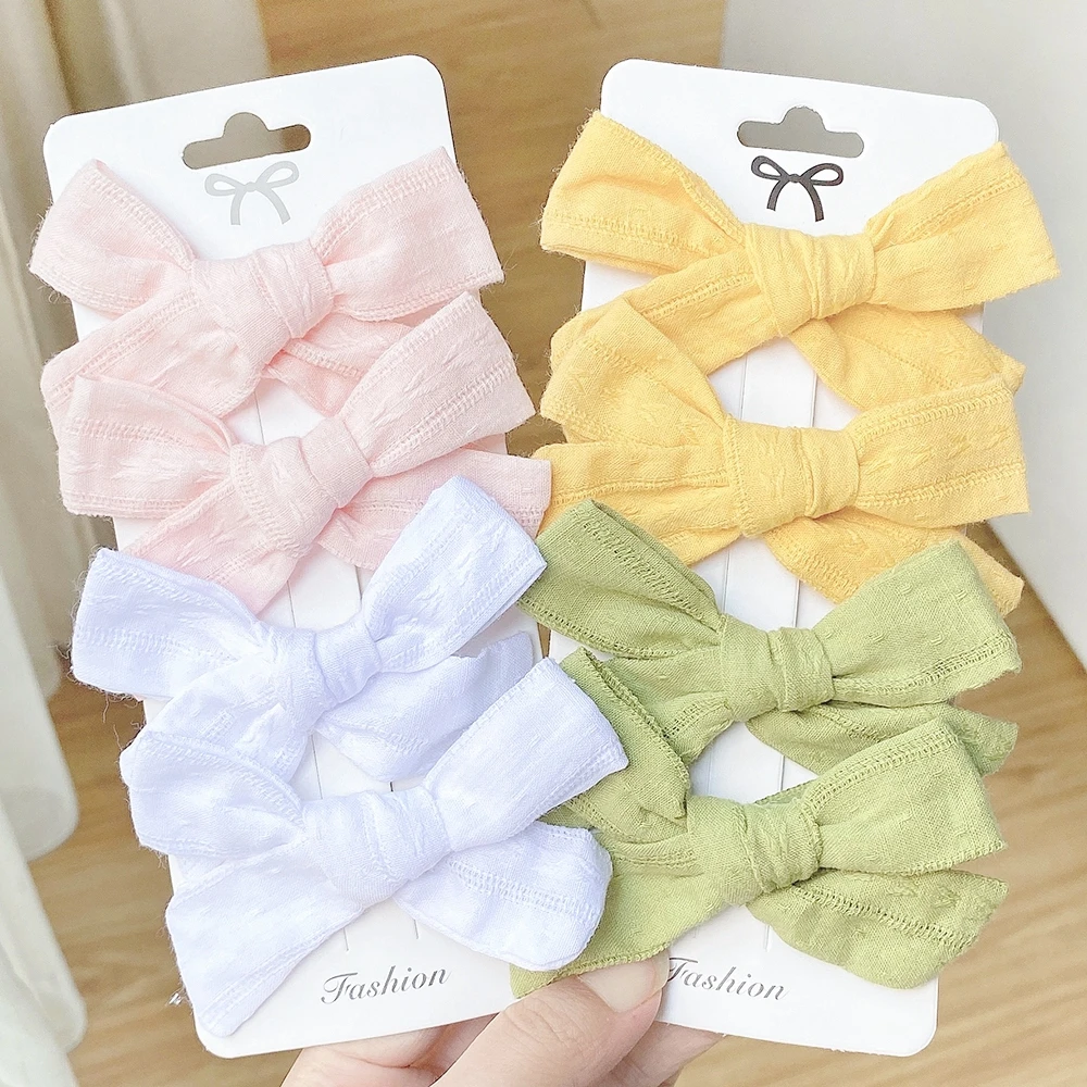 

4 шт./компл. милые хлопковые конфетные цвета рандомные для детей девочек Однотонные заколки для волос с бантом детские головные уборы ручной...