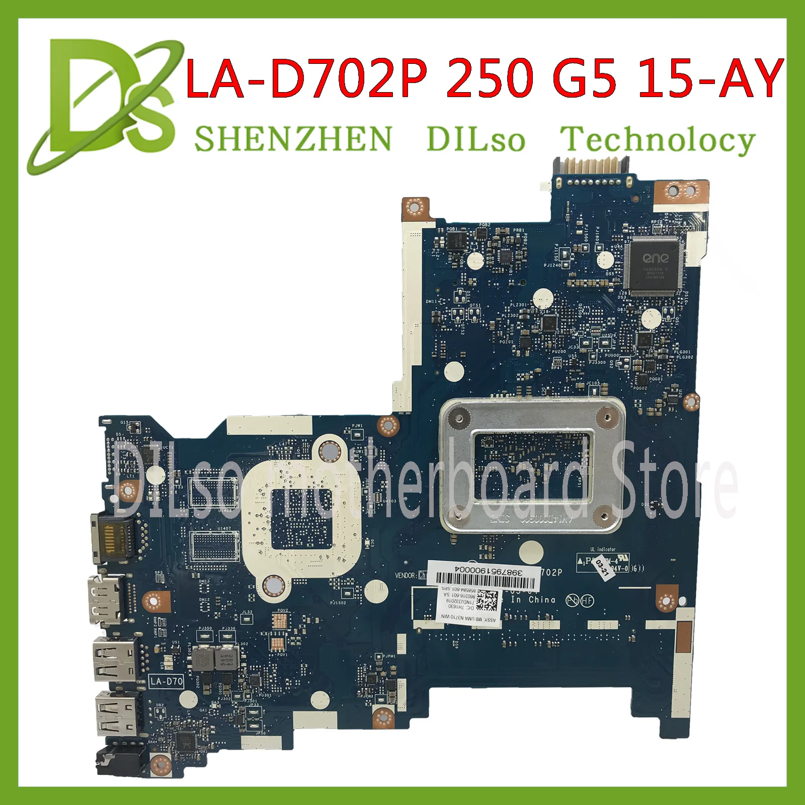 Материнская плата KEFU 15 AY для ноутбука HP 250 G5 AC материнская LA D702P 854943 001 601 с CPU N3710 100%