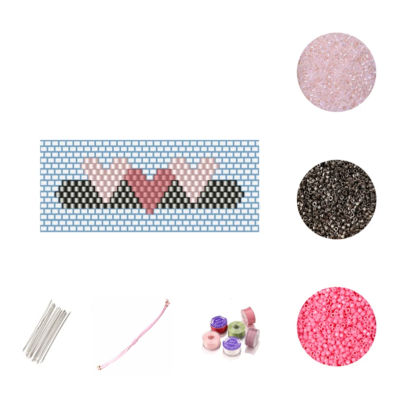 

FAIRYWOO Pink Heart Jewelry Kit Miyuki Beaded Bracelet Fashion Design Handmade Accessories DIY Making Charms Kit Gifts Wholesale