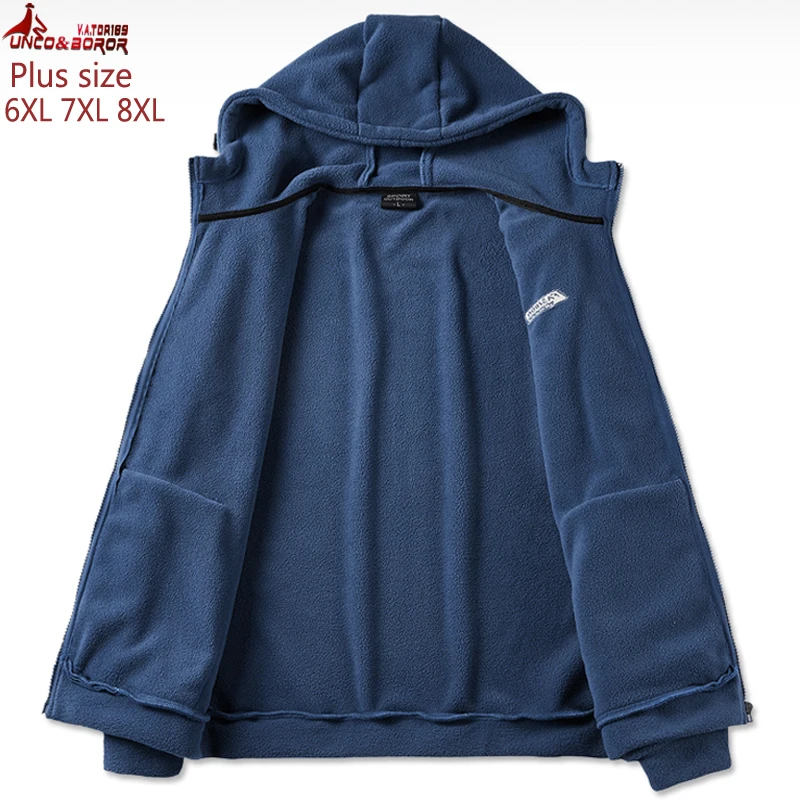 Plus size 6XL 7XL 8XL Soft shell fleece hoodies men streetwe