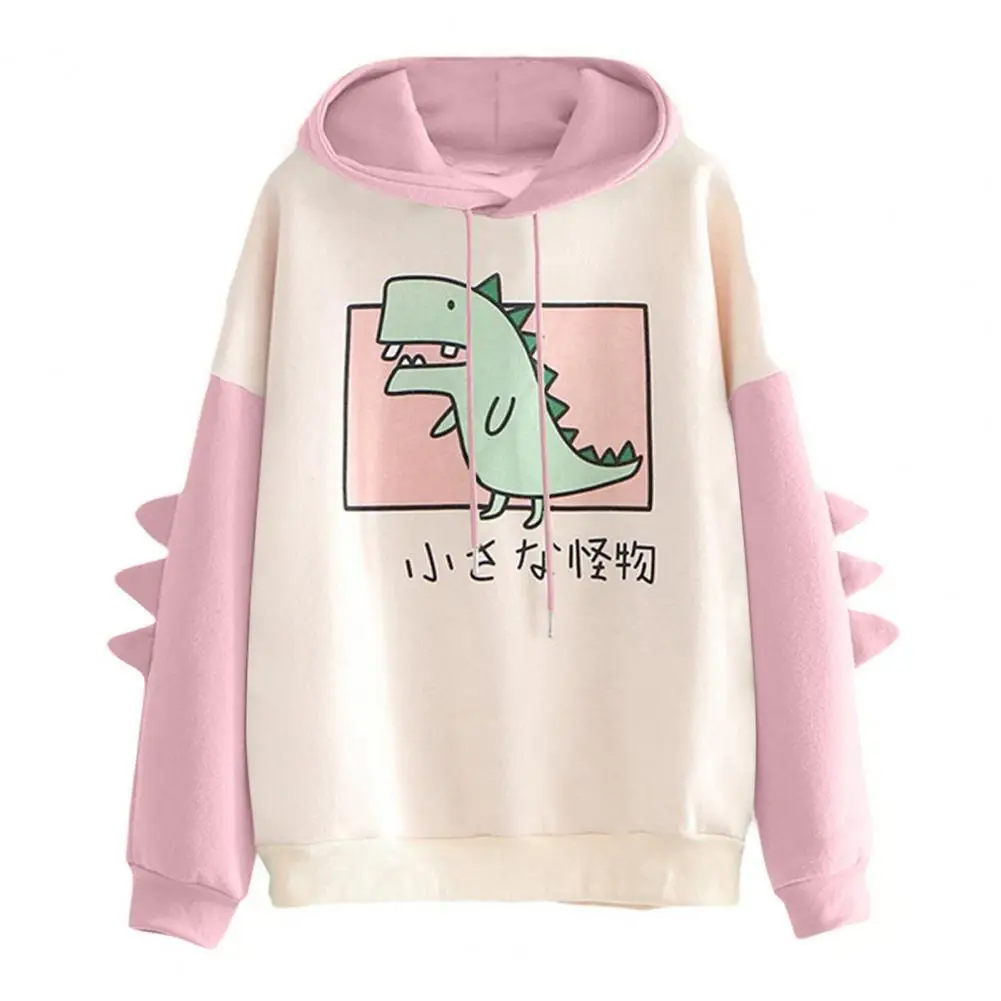 

Hot Dinosaur Pattern Long Sleeve Sweatshirt Cotton Blend Teens Girls Winter Hooded for Home