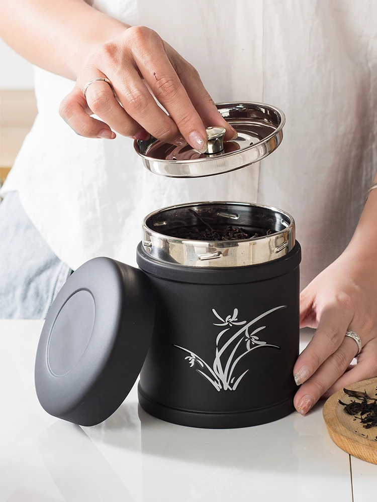 

Teabox Round Tea Container Tin Box Storage Tea Canister Stash Box Weed Smell Proof Sugar Bowl Cajas De Te Tea Storage Box BK50CY