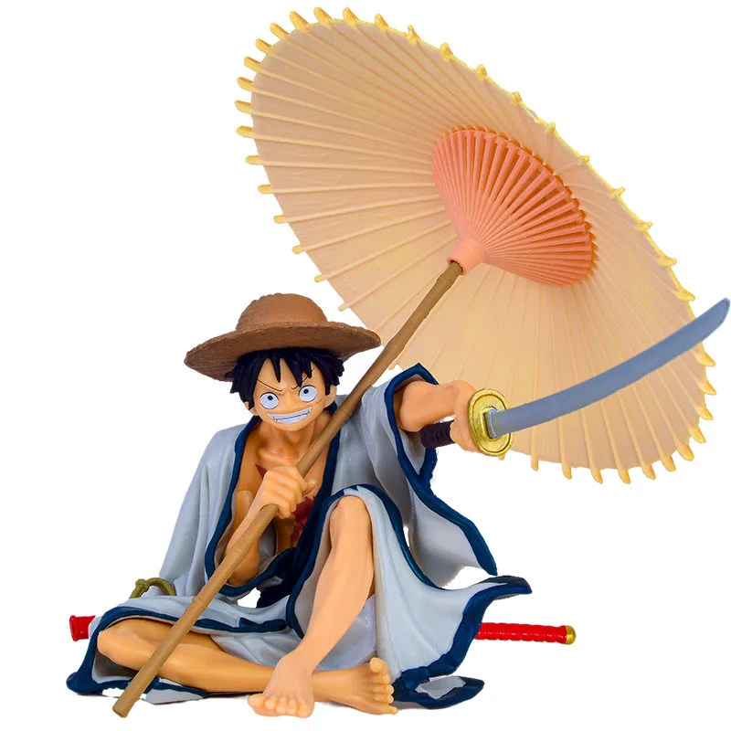 

One Piece Monkey D Luffy Kimono And Umbrella PVC Anime Action Figure Doll Figma Collectible Decorations Model Toy Gift