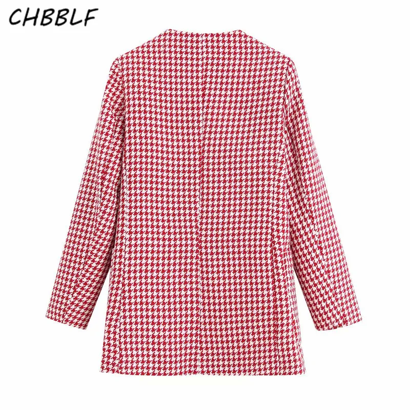 CHBBLF женские элегантные серьги капельки Блейзер v образный вырез клетчатый