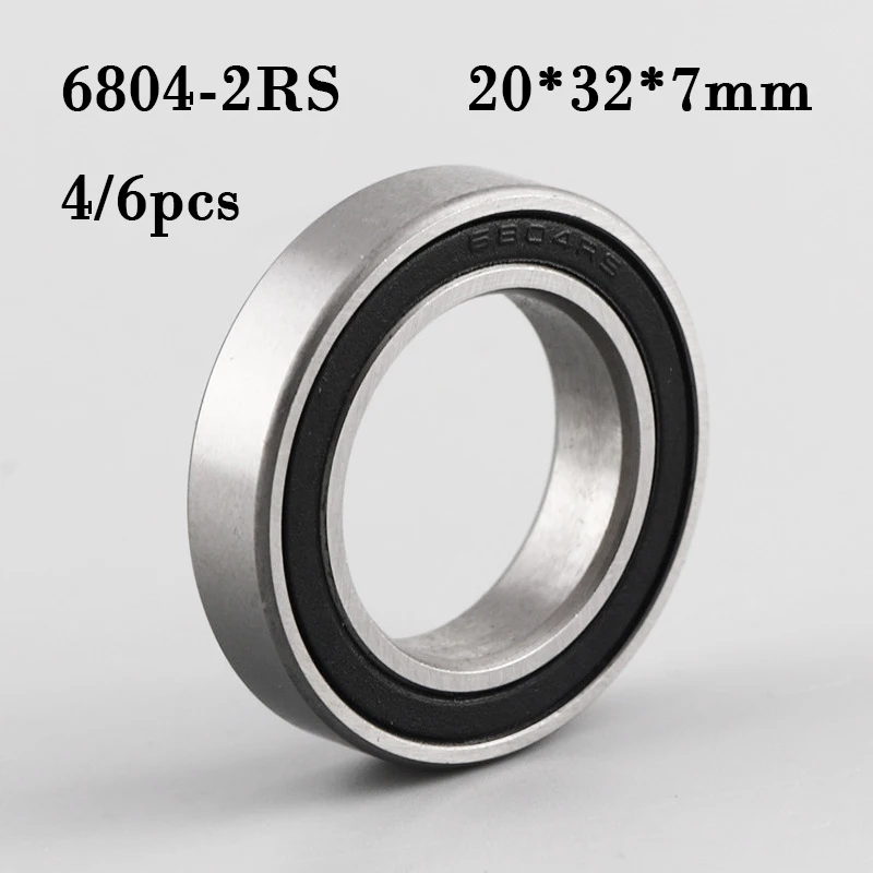 

Бесплатная доставка, 4/6 шт., Φ 6804-2RS, высокое качество 6804RS 6804 2RS RS 20x32x7 мм, 20*32*7 мм, резиновое уплотнение, радиальный шарикоподшипник