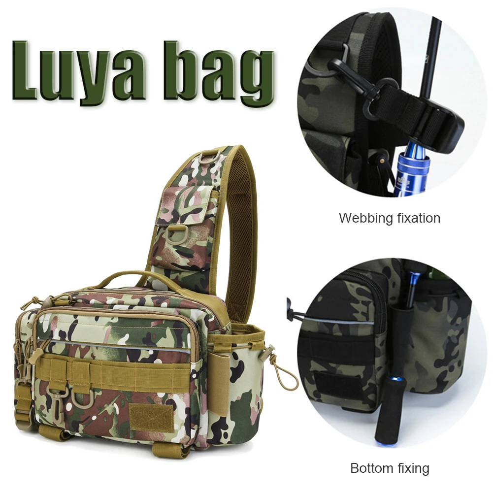 Fishing Tackle Bags Portable Shoulder Crossbody Bag Waist Fanny Pack Fish Lures Gear Line Hook Swivel Storage Pouch Multifunctio