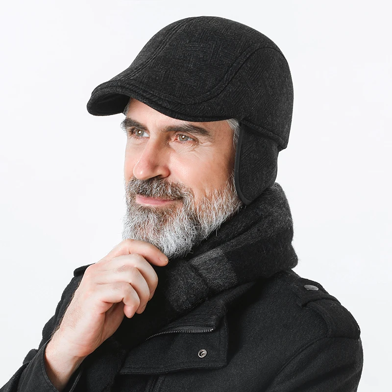 

Бейсболка мужская шапка мужская зимняя теплая шапка осень и зима шерстяная шапка для защиты ушей