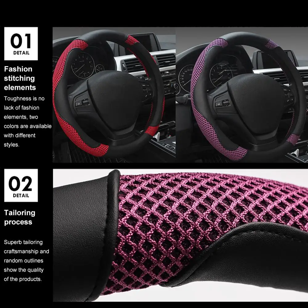 

High-quality Materials Car Steering Wheel Cover Breathable And Non-slip Fit Most Car Styling For Diameter 37- 38cm Accessories