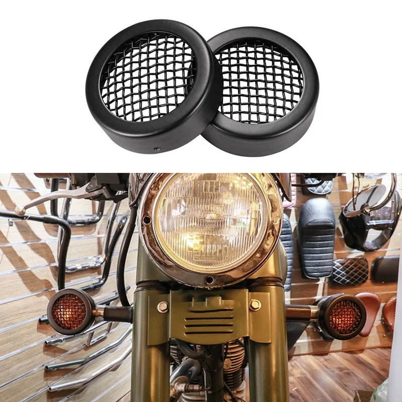 

Motorcycle Front Rear Turn Signal Indicator Grill Bezel Cover Black for Royal Enfield Classic 500