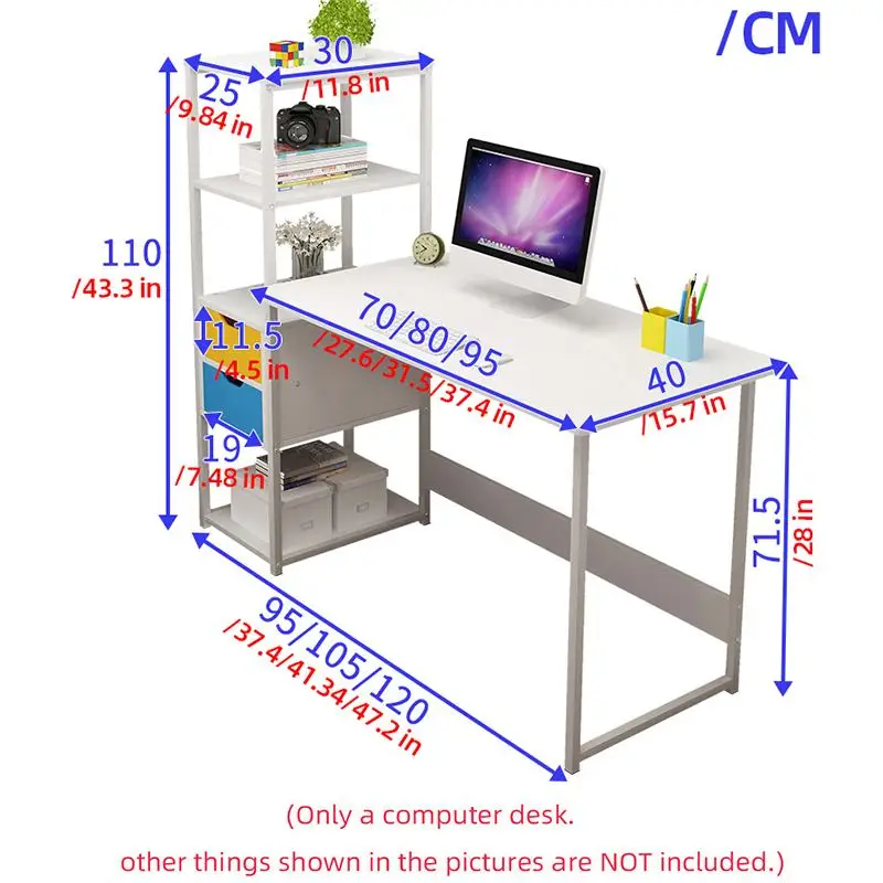 

Largesize Desktop Notebook Office Laptop Stand Adjustable Bedside Desk Computer Study Table Storage Organizer Studying Bookshelf
