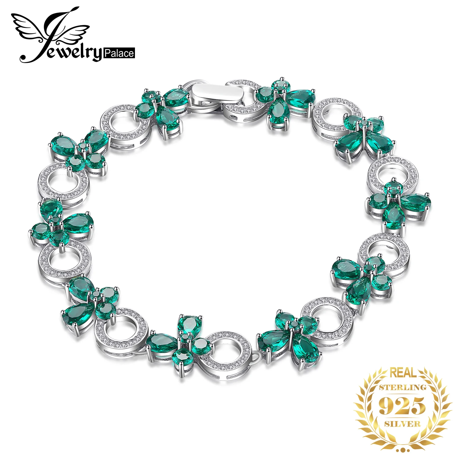 JewelryPalace Форме Бабочки 6.8ct Создана Изумруд Теннисный Браслет Для Женщин Стерлингового Серебра 925 Изящных Ювелирных Изделий