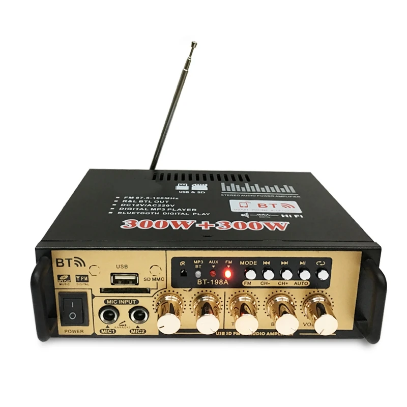 

600W Power Amplifier 12/220V 2CH Mini HIFI Bluetooth Power Amplifier EU PLUG
