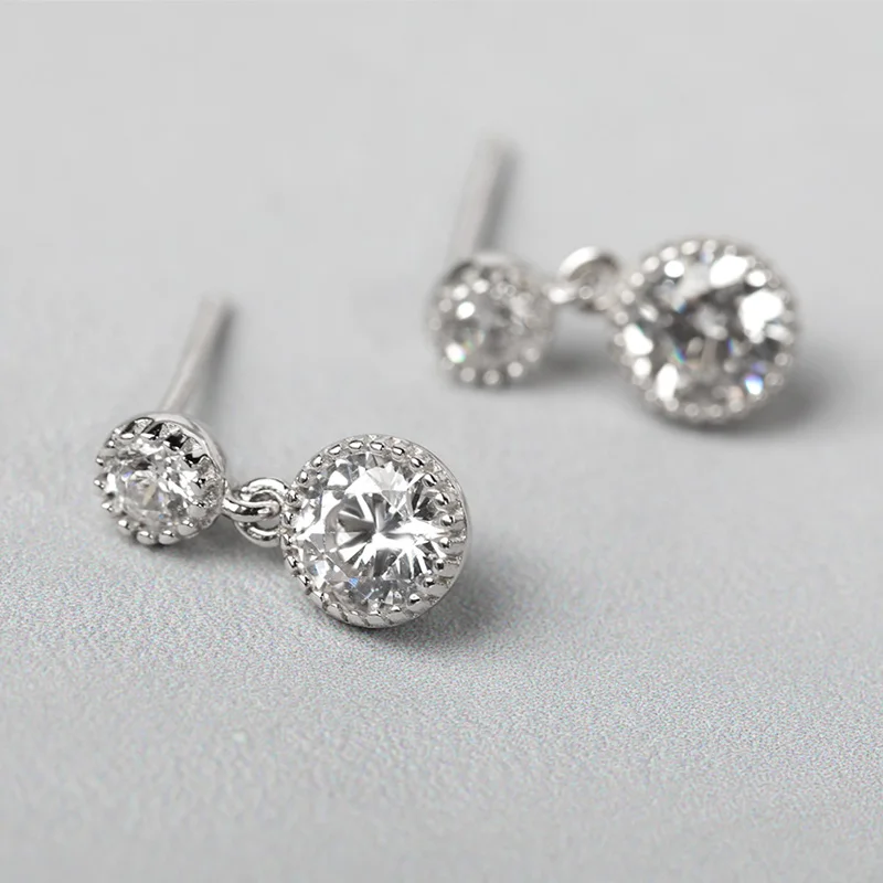 Funmor сверкающие маленькие циркониевые серьги для ушей 925 пробы серебряные женщин