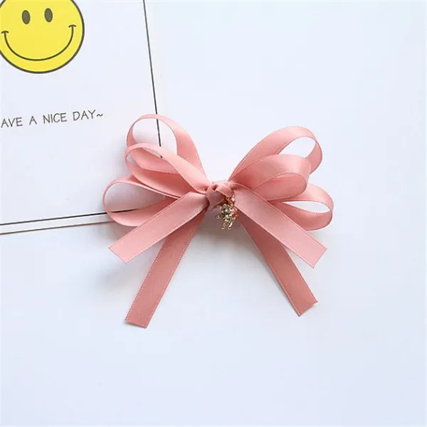 pink 40 шт./лот Мода ручной детская лента бант заколка-пряжка для миловидный зажим для волос Одноцветный с бантом для девушек из бутика, аксессуары для волос - Цвет: pink