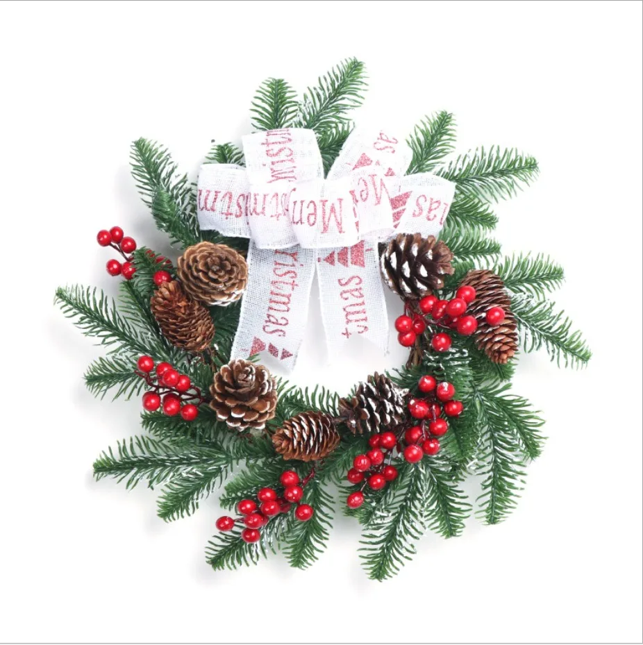 

1pc Christmas Decoration 40cm Pine Cone Garland PE Garland Home Decorations With Gift Box