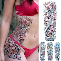 large transfer traditional tatto red crowned crane peony flower waterproof temporary tattoo sticker body art arm waist man woman