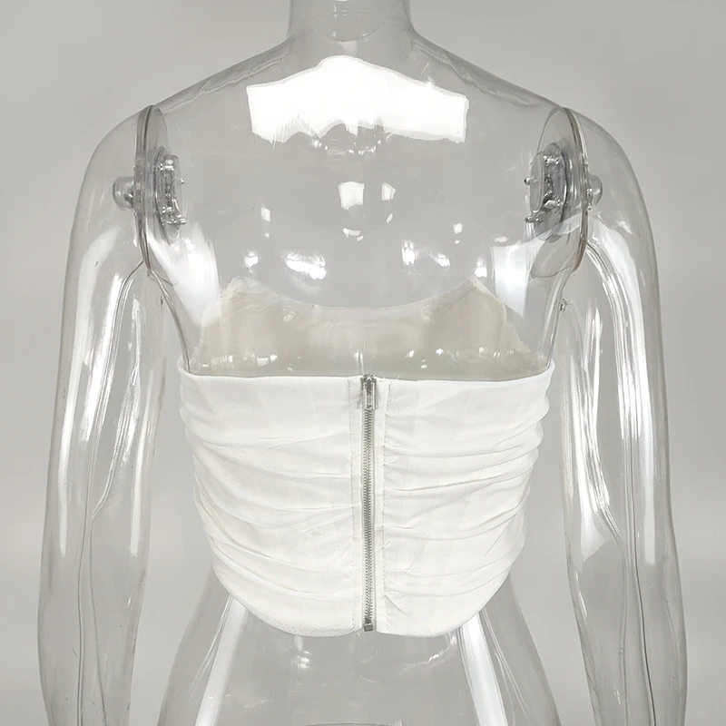 

sleeveless T-shirt, women's corset, transparent strapless bra, sexy off shoulder jacket, pleated T-shirt