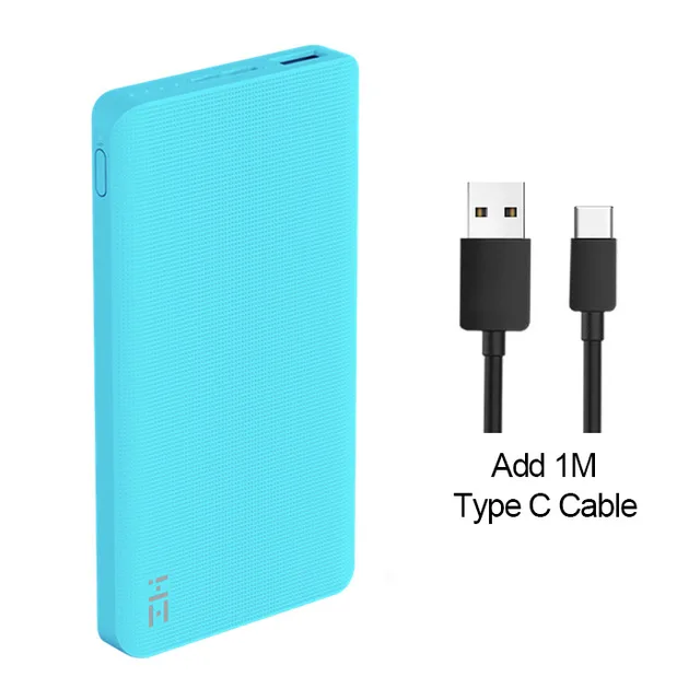 Blue TypeC Cable ZMI power Bank 10000 мАч Внешний аккумулятор Портативная зарядка Быстрая зарядка 2,0 Двусторонняя Быстрая зарядка для iPhone - Цвет: Blue TypeC Cable