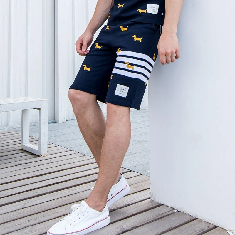 

TB 2021 Fashion Brand Casual Shorts Men Women Summer Cotton Casual Sports Trousers Puppy Embroidery Mens Jogger Track Pants