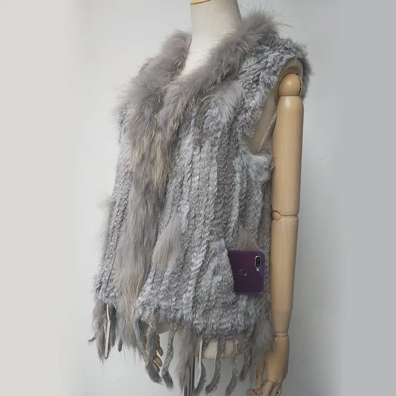 2021 модный жилет из настоящего кроличьего меха женские трикотажные без рукава для