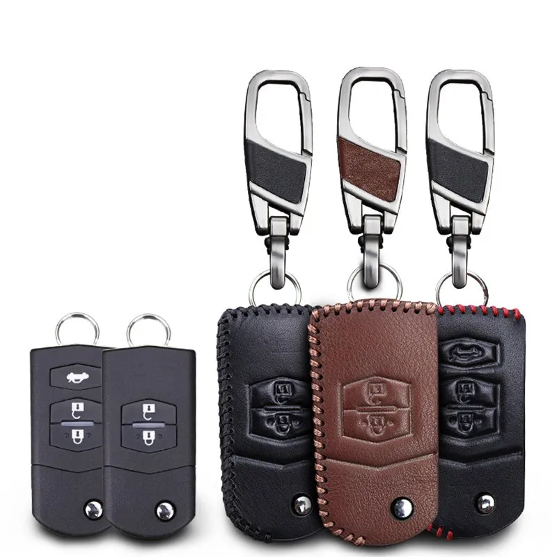 Чехол для Mazda чехол ключей из натуральной кожи автозапчасти 2 3 5 6 Axela Familia CX5 CX 7 CX3