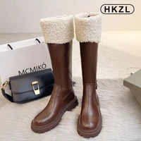 hkzl winter shoes womens plush boots plus size fashion long tube thick soled cotton boots korean style womens snow boots