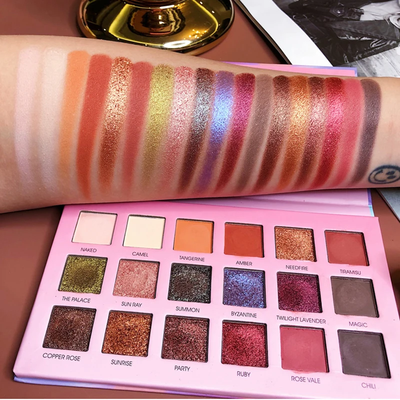 Палетка водостойких нюдовых теней для век перламутровый макияж 18 цветов |