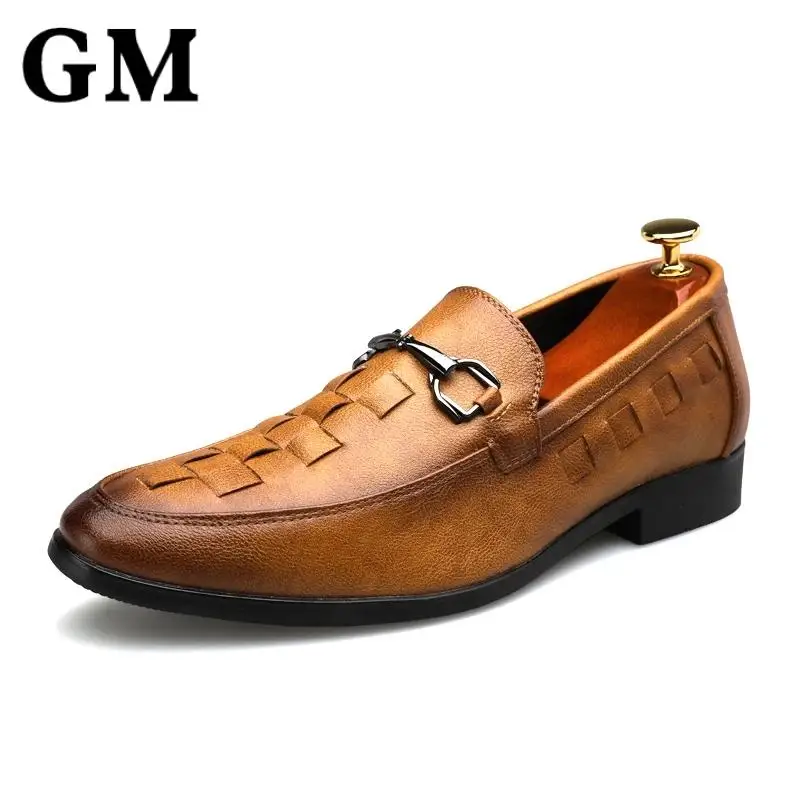 

Men Dress Shoes 2020 Autumn Retro Elegant Loafers PU Leather Wedding Party Men's Shoes Slip On Breathable Male Flats Shoes