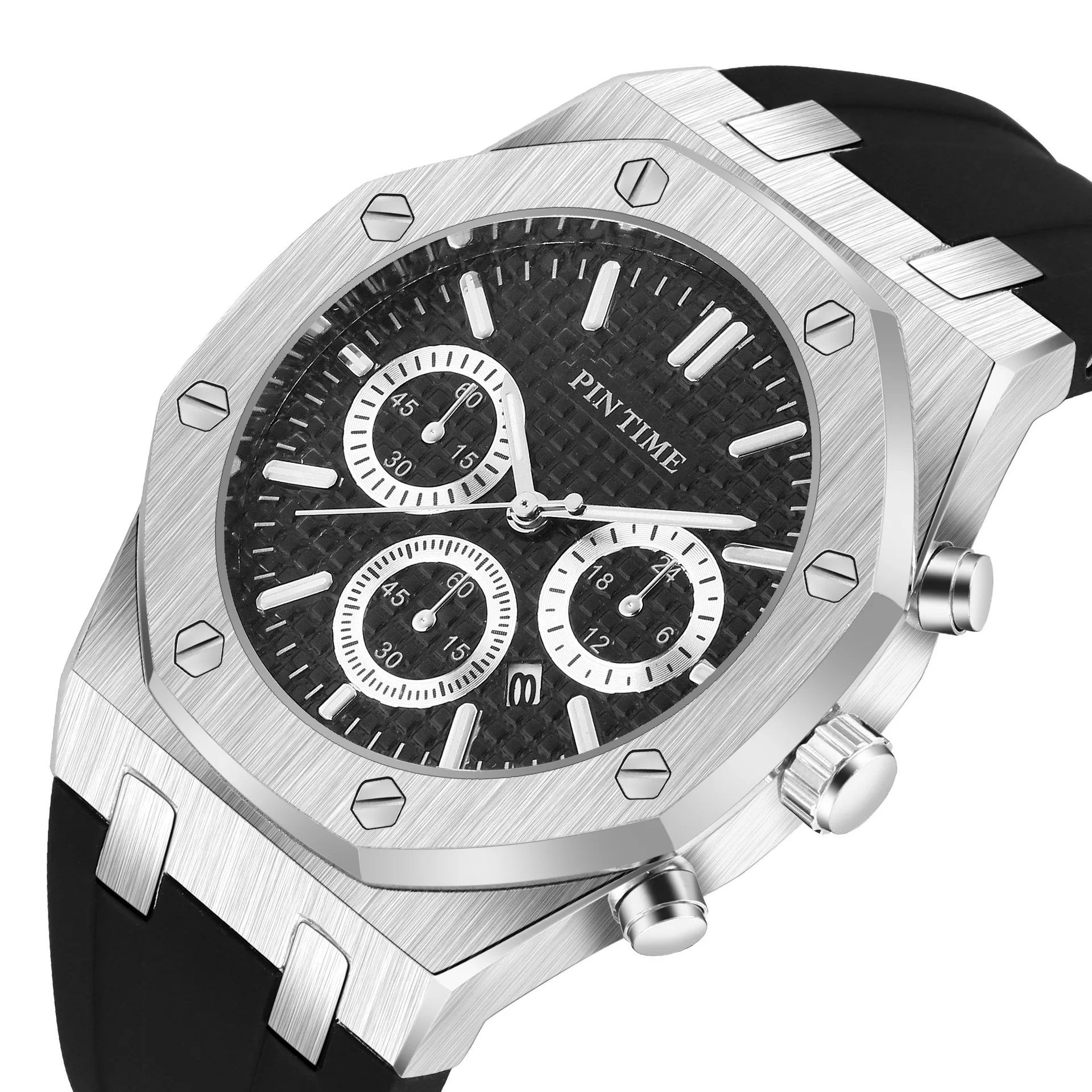 PINTIME роскошные мужские наручные часы из нержавеющей стали повседневные