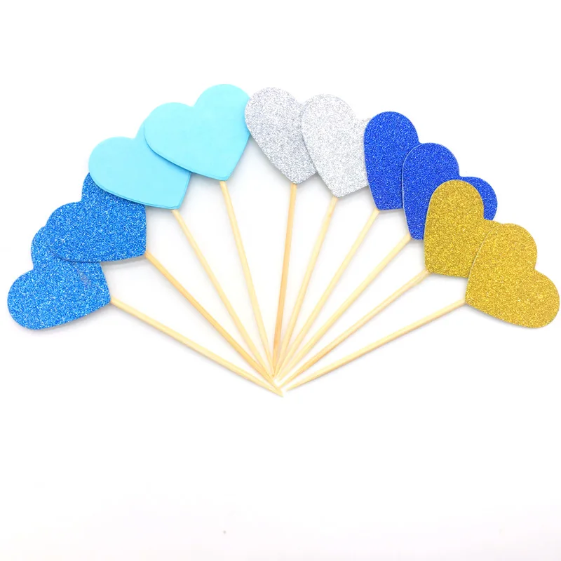 20 шт. Золотые сердца звезды кексы топы для детского душа вечерние украшения на