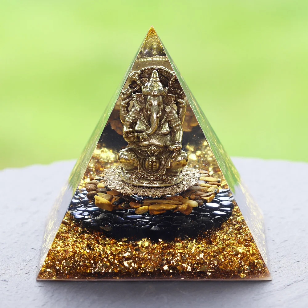 Пирамида Ganesha Orgone с медными стружками кристаллы тигрового глаза генератор