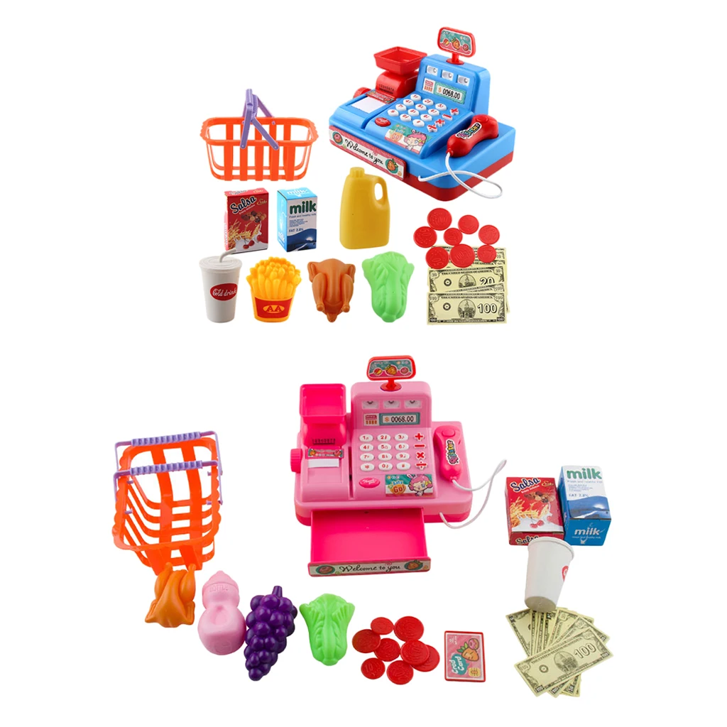 

Kids Supermarket Pretend Play Set Cash Register Toys Playset Birthday Gift