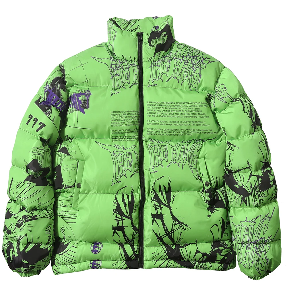 Парка мужская с мультяшным принтом Повседневная Теплая стеганая куртка в