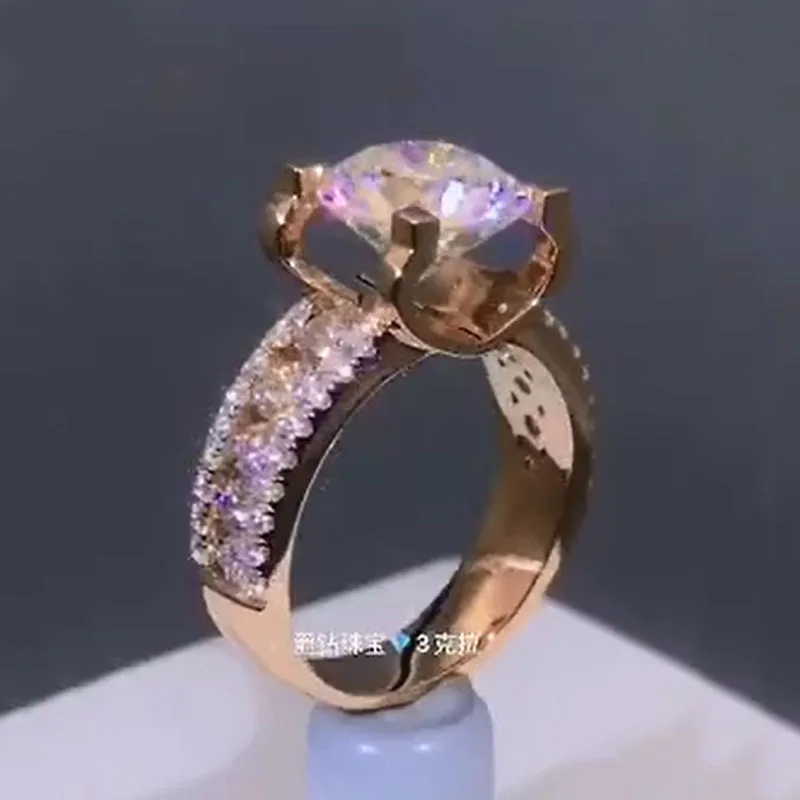 New 2 Carat 18K Rose Gold Ct Moissanite Diamond Ring Women Luxury Wedding Party Engagement Anniversary 8.5mm | Украшения и