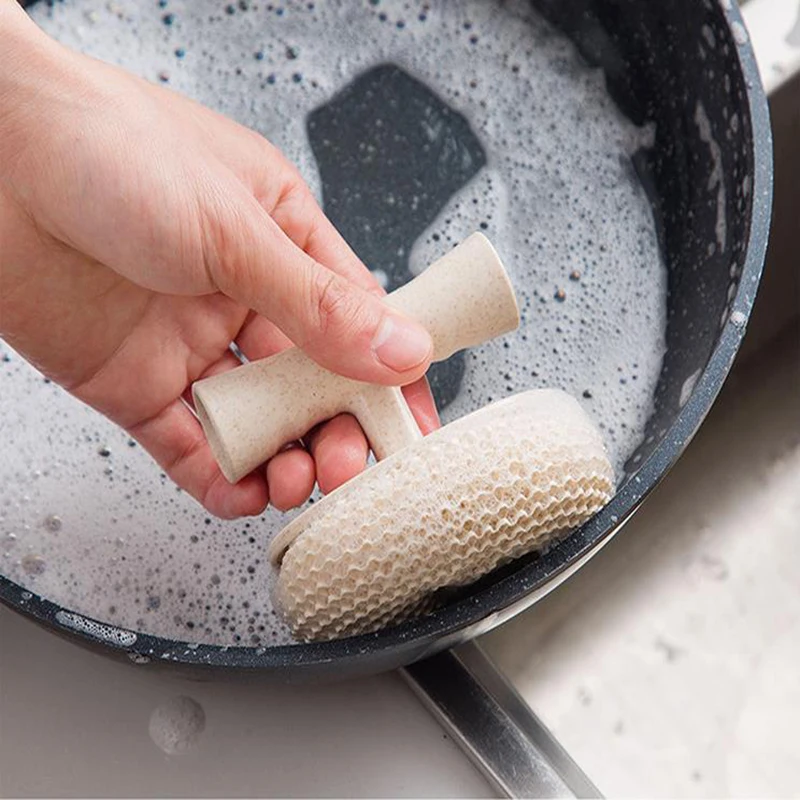 Бамбуковая щетка для кастрюль ПП короткая ручка ручная съемная чистки предметы